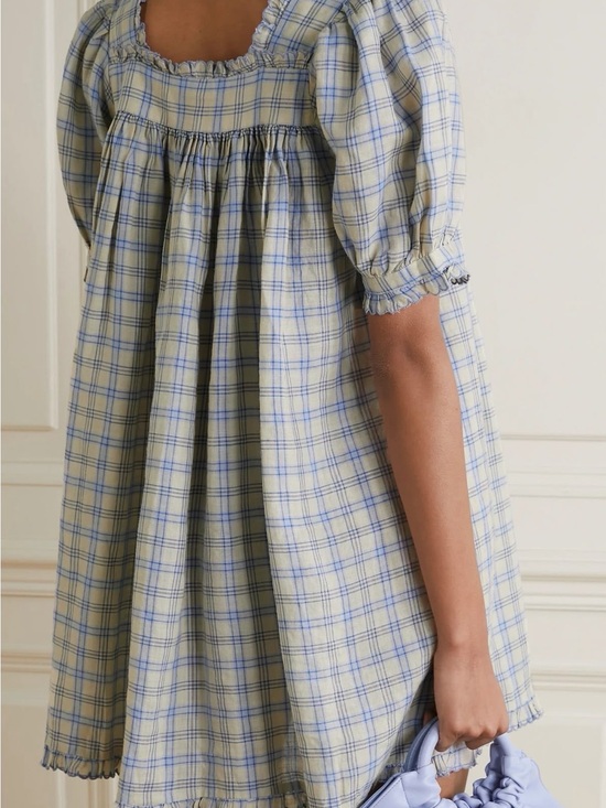 Doen Dresses & Skirts - DÔEN Frede Mini Dress in Blue Meadowlark Plaid